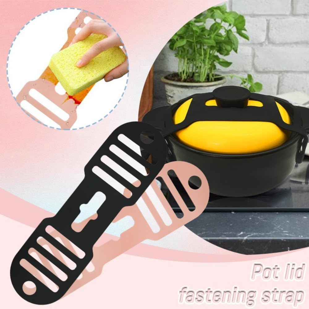 Silicone Lid Lock Strap for Crockpot Slow Cooker (6/7/8 Quart) - Universal Crockpot Lid Holder & Rubber Strap Alternative | Heat-Resistant, No-Spill Design Transport Accessories (Pink 2PCS)