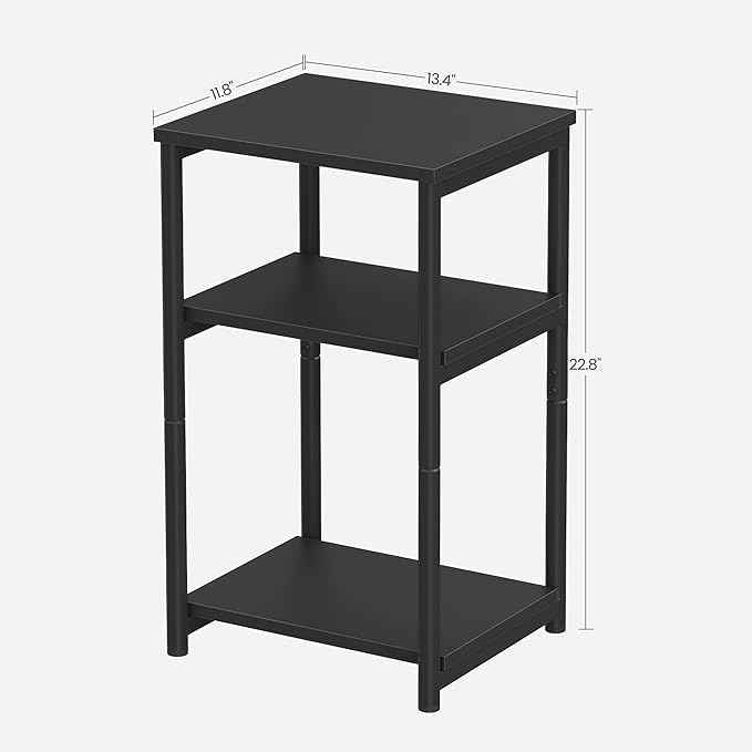 VASAGLE Side Table, Small End Table, Tall Nightstand for Living Room, Bedroom, Office, Bathroom, Classic Black ULET273B16