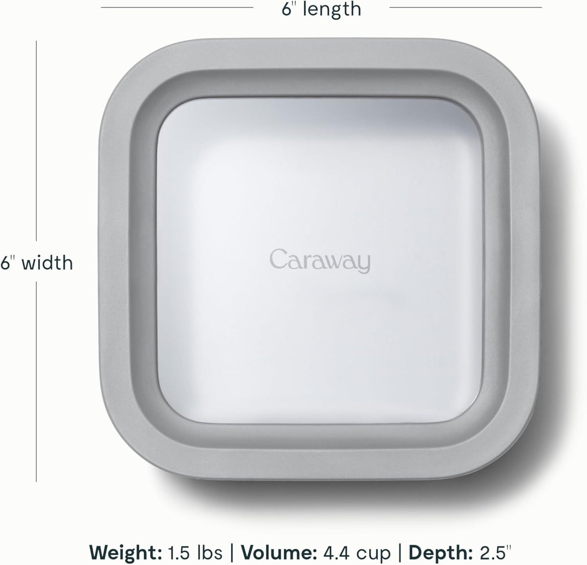 Caraway Glass Food Storage - 4.4 Cup Glass Container - Ceramic Coated Food Container - Non Toxic, Non Stick Lunch Box Container with Lids - Dishwasher, Oven, & Microwave Safe - Gray