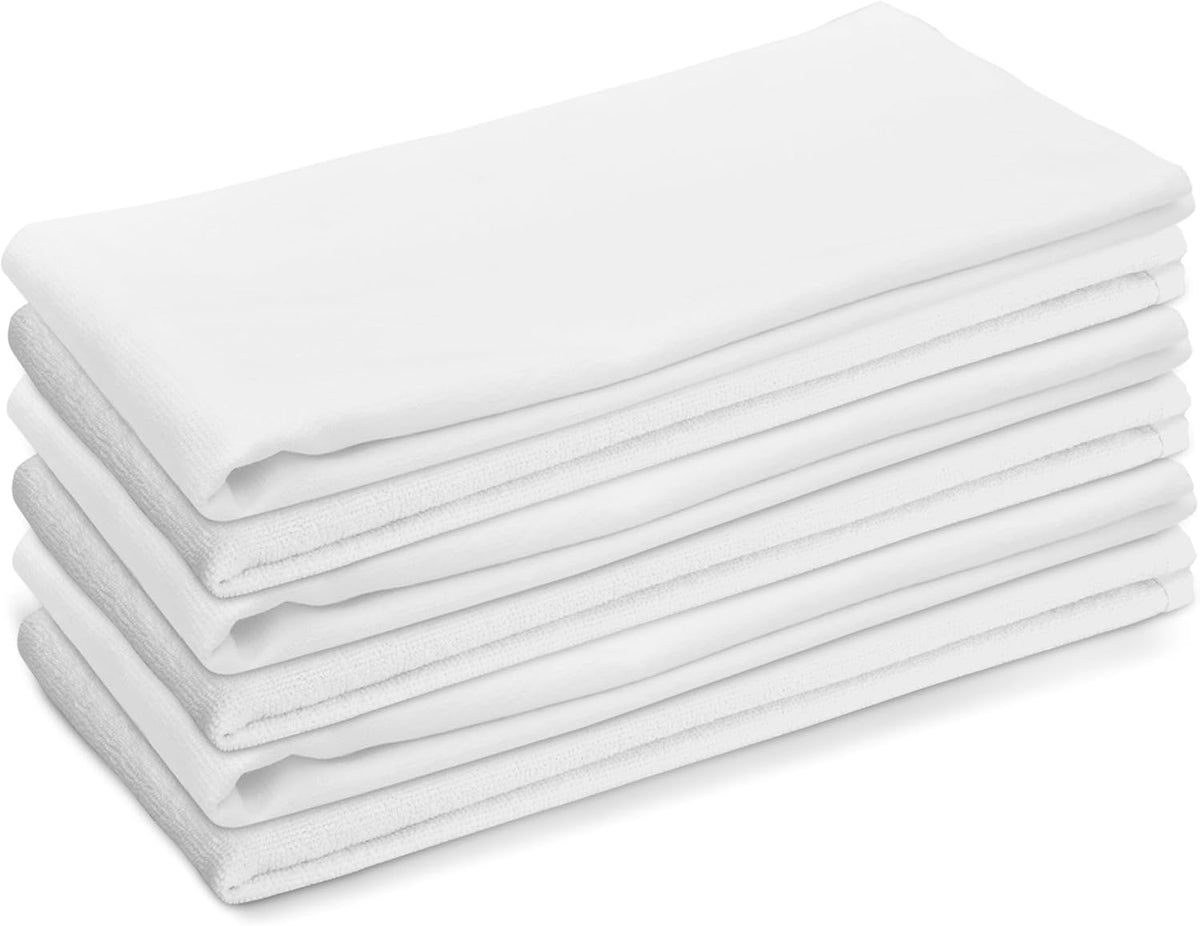 DG Collections Terry Dish Towels, 100% Cotton Kitchen Towels, Set of 6 (18x28 inch) Hand Towels - 400 GSM, Absorbent Terry Cloth Dish Towels for Kitchen, Soft Tea Towels - White Color