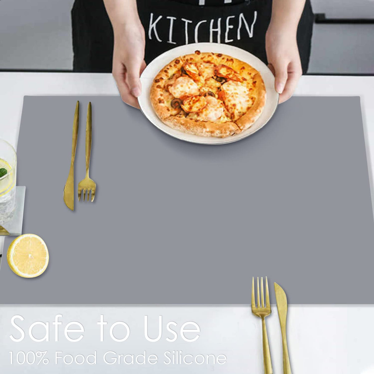 Extra Large Silicone Mats For Kitchen Counter, 27.6'' x19.7'' Silicone Placemats for Kids, Nonstick Nonskid Silicone Mat for Baking Crafts, Waterproof Heat Resistant Mat Coffee Mat, Dark Gray, 1Pcs