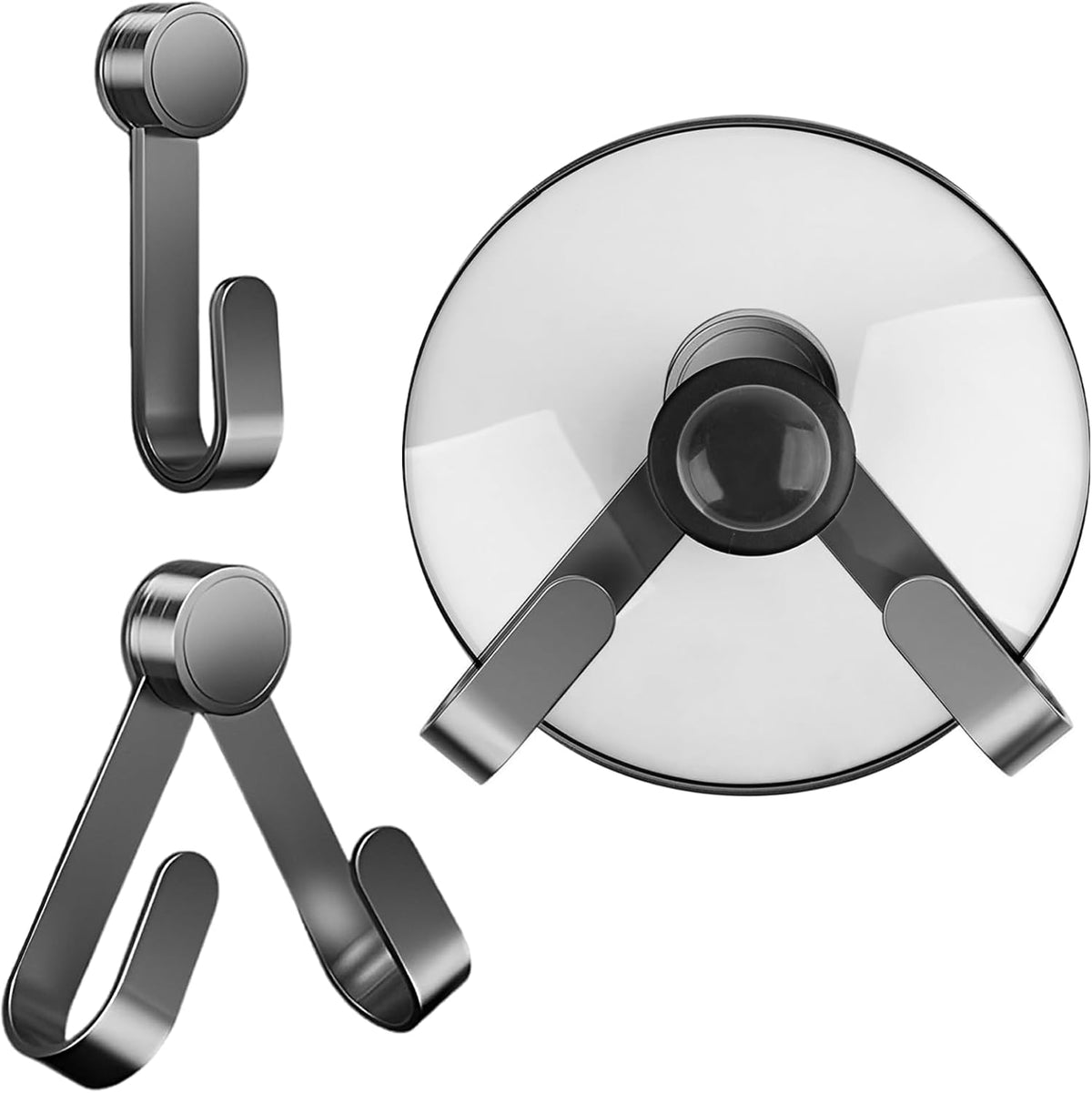 2Pcs Adjustable Pot Lid Holder – No-Drill Adhesive Mount Pot Lid Organizer for Cabinet Doors, Smooth Walls, Kitchen, Pantry, RV, Dorm, Fits 6-16" Lids, Ideal for Lid Holders While Cooking