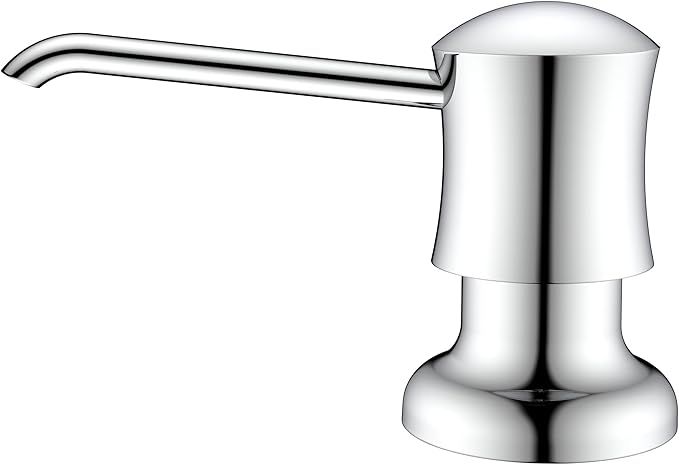 Soap Dispenser for Kitchen Sink Chrome Upgrade Built-in and Refill-from-Top Design with Liquid Hand & Dish Soap Bottle