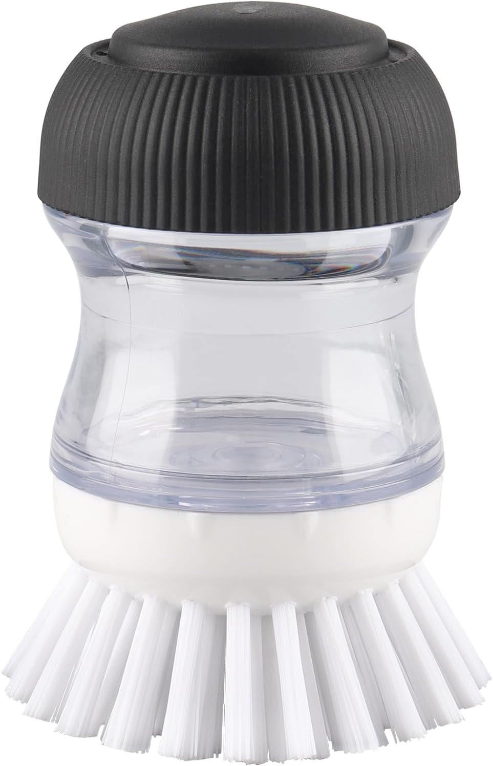 Dish Scrub Brush with Soap Dispenser, Kitchen Brush for Dish Pot Pan Sink Cleaning, 1 Piece Soap Dispensing Palm Brush, Black/Clear/White