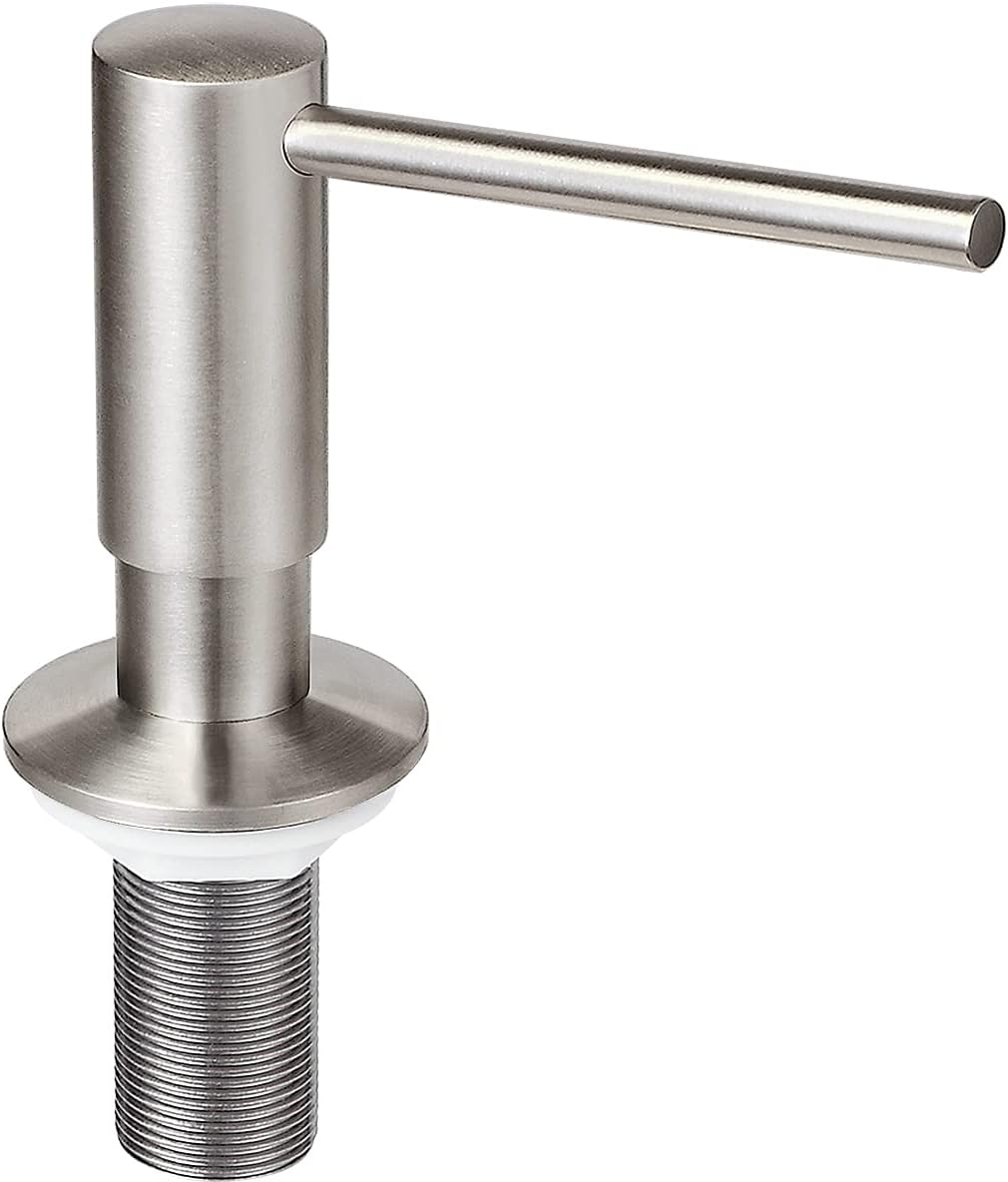 Brushed Nickel Built in Soap Dispenser for Kitchen Sink with 17 OZ PET Bottle Brass Pump Head Deck Mounted Dish Soap Dispenser