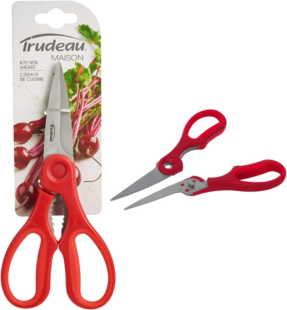 Trudeau Detachable Kitchen Shears - Sharp, Versatile Scissors in Paprika Red - Easy Cleaning & Multipurpose for Cooking, Herbs, and Meat