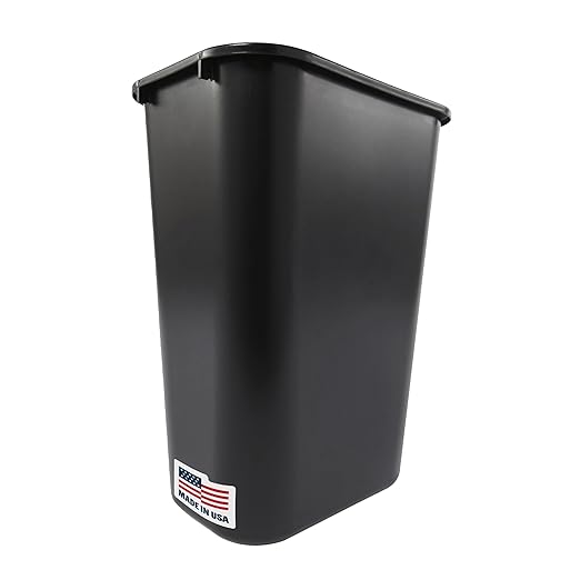 Rubbermaid Commercial Products Deskside Wastebasket/Trash Can, 10.25-Gallon/41-Quart, Black, Plastic, Garbage Can for Home/Office, Fits Under Desk/Sink/Cabinet, Pack of 4