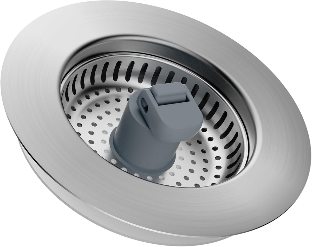 Hibbent 3 in 1 Kitchen Sink Drain Strainer, Stainless Steel Drain Stopper Combo, Pop Up Sink Stopper, Anti-Clogging Metal Basket Strainer with Handle for US Standard 3-1/2" Drain