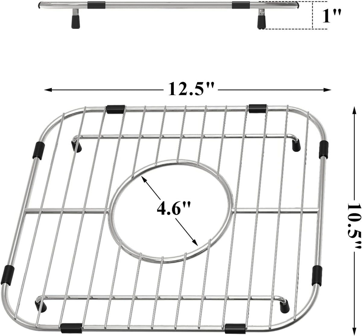 Orgneas Sink Protectors for Kitchen Sink, Universal Double Bowl Sink Bottom Grid 12.5"x10.5"x1.25", 304 Premium Stainless Steel Kitchen Sink Protector Grid Sink Grate Rack Centered Drain 2 Packs
