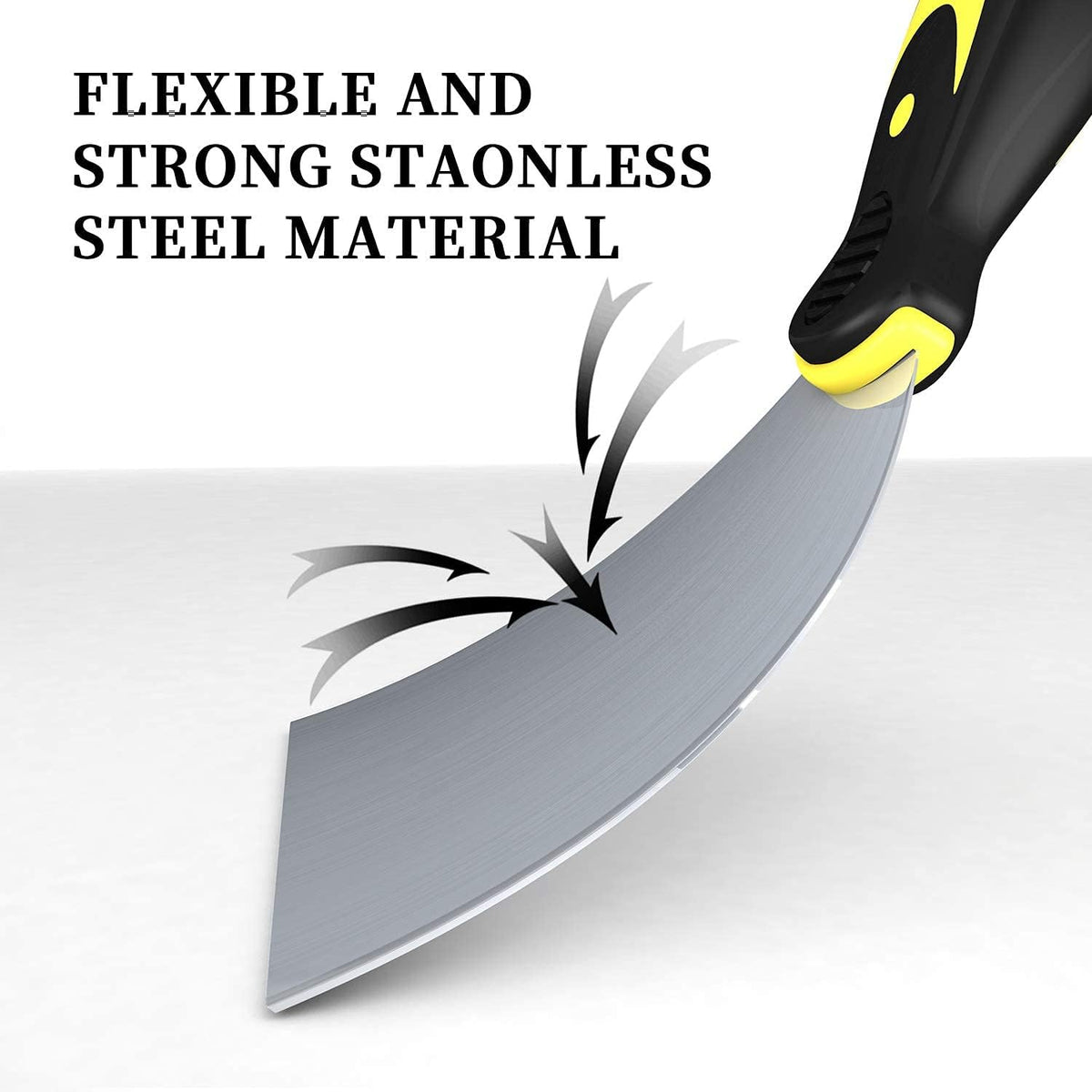 DEKEones Putty Knife Scrapers, Spackle Knife, Metal Scraper Tool for Drywall Finishing, Plaster Scraping, Decals, and Wallpaper (4 Pack, 5”, 4”, 3”, 1.5” Wide)