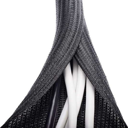 ZhiYo 20ft - 1 inch Cable Sleeve, Cord Wrap Wire Protector Tubing for Pets, PC Cable Wrap, Computer Cable Management Sleeve - Black