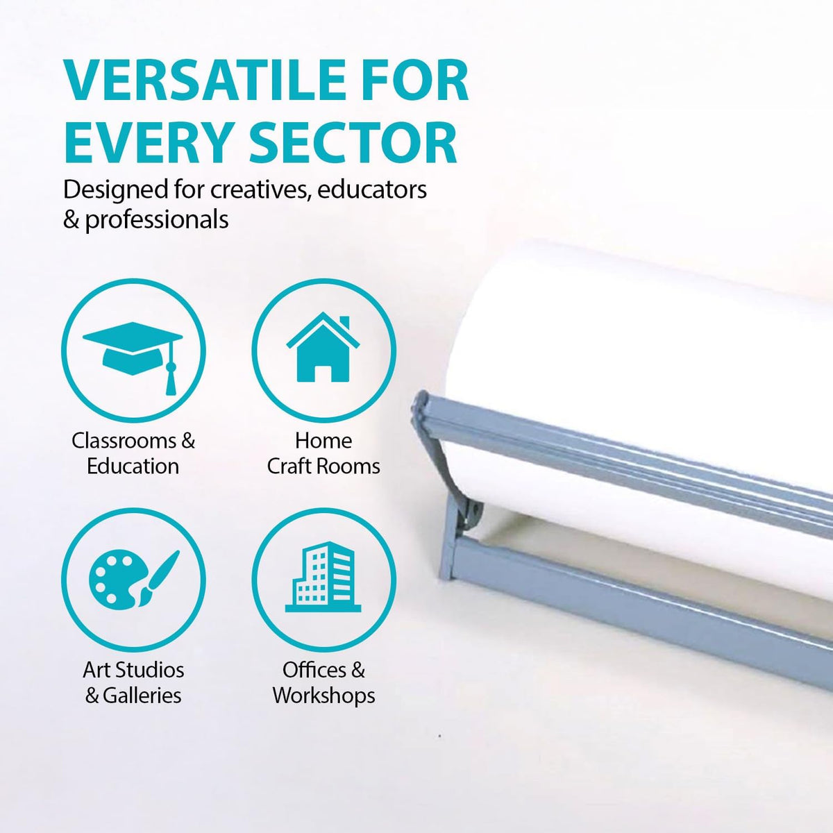 30" Wide Roll Paper Dispenser with Cutter for Desktop – Roll Dispenser with Serrated Cutter – Fits Craft, Freezer, Wrapping, Butcher Paper Roll or Cling Film – Heavy-Duty, Grey