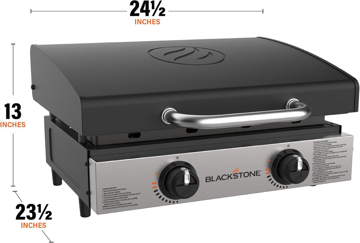 Blackstone 1813 Original 22” Tabletop Griddle with Hood and Stainless Steel Front Plate, Powder Coated Steel, Black