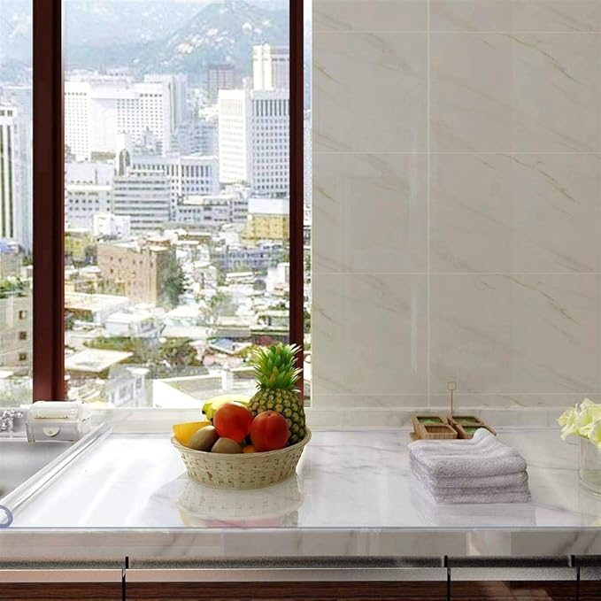 NECAUX Custom 18 x 43.4 Inch Clear Desk Cover Protector, 1.5mm Thick Plastic Desk Pad, Desk Protector, Desk Mat on top of Desk, Clear Table Cover Protector for Coffee Table, Sofa Table, Media Stand