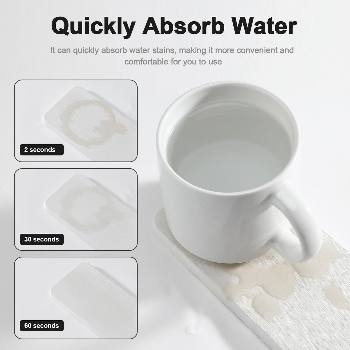 Water Absorbing Stone Tray for Sink | Quick Drying Diatomaceous Earth Coasters | Soap Dish Holder & Toothbrush Holder for Bathroom Counter | Hand Soap & Plant & Toiletries | White 4-Pack