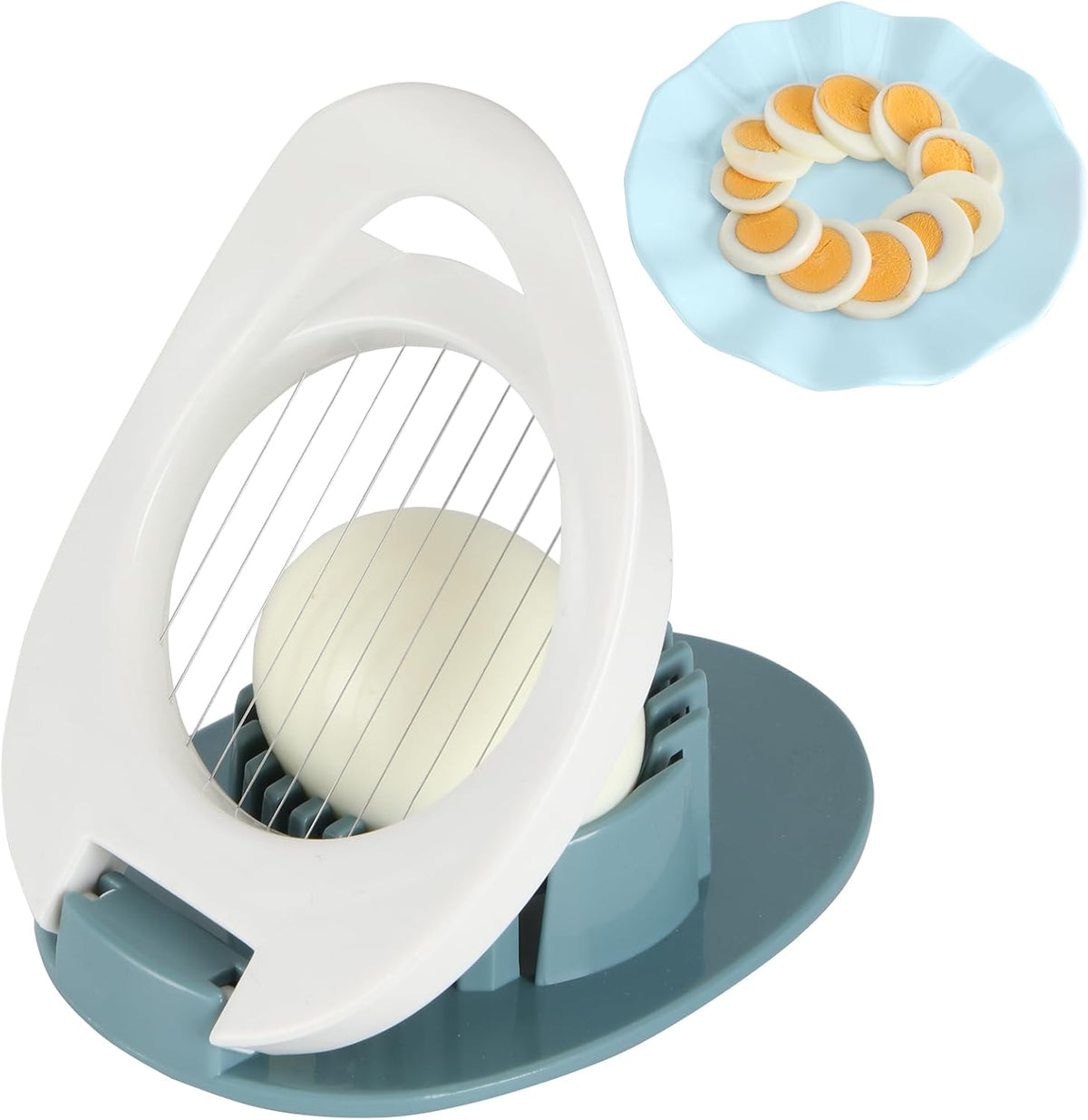 Egg Slicer & Dicer for Hard Boiled Eggs - Heavy Duty Cutter Dicer with Stainless Steel Wire, Cuts Strawberries, Kiwis & Soft Fruits Effortlessly - Easy-Clean Kitchen