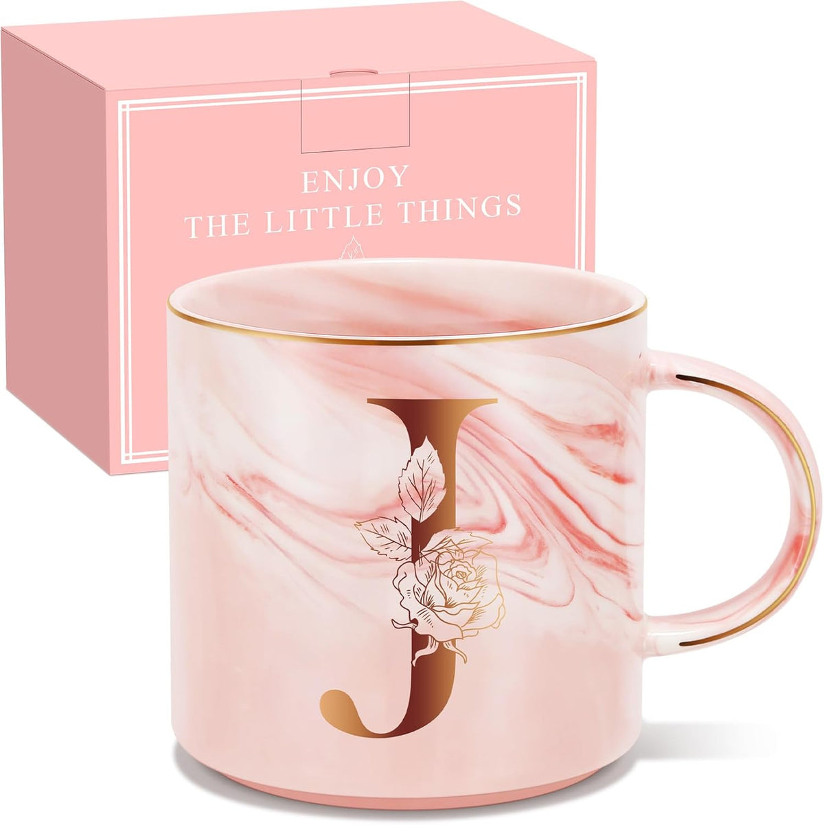 Personalized Gifts for Women Coffee Mug, Initial Customized Gift Monogrammed A-Z Coffee Mug 12 OZ, Christmas Anniversary Birthday Gifts for Women Mom Grandma Friend Sister Wife(J)