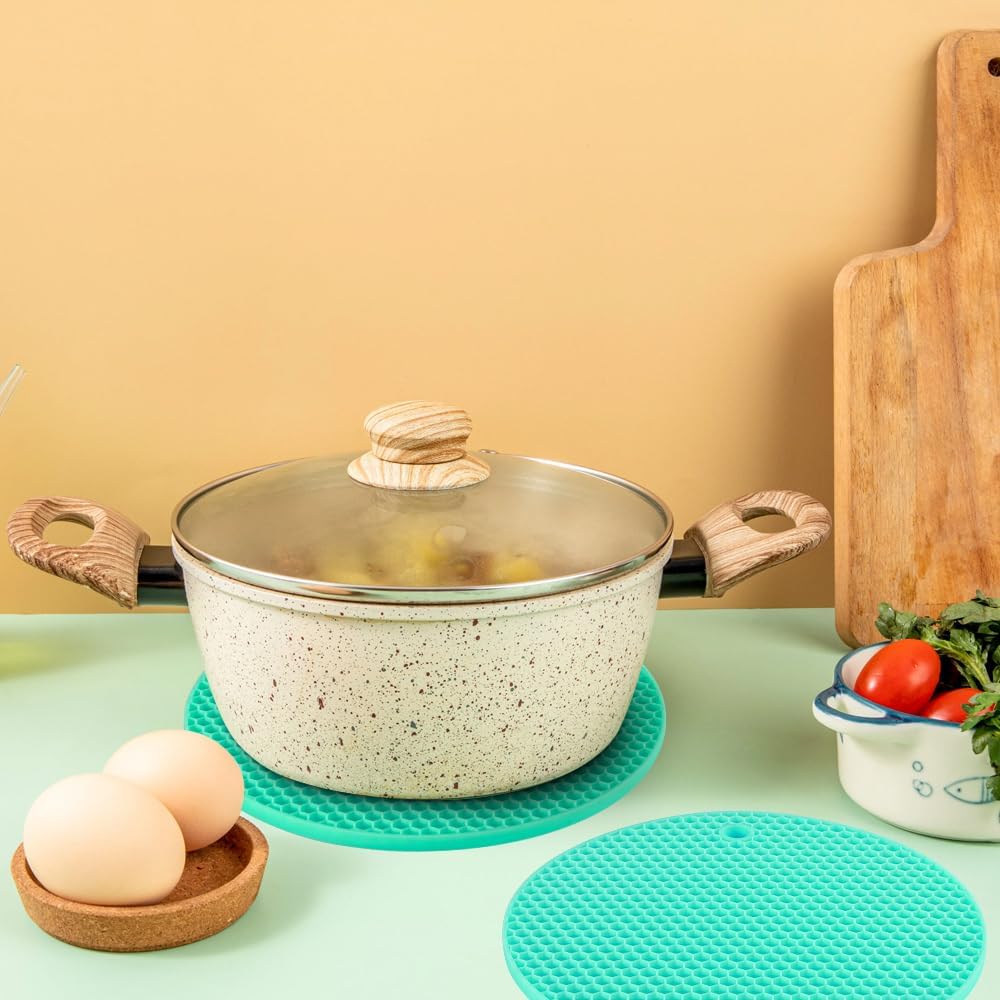 homEdge Silicone Trivets Mat, 6 Packs Multipurpose Non Slip Heat Resistant Pot Holder-Mint Green