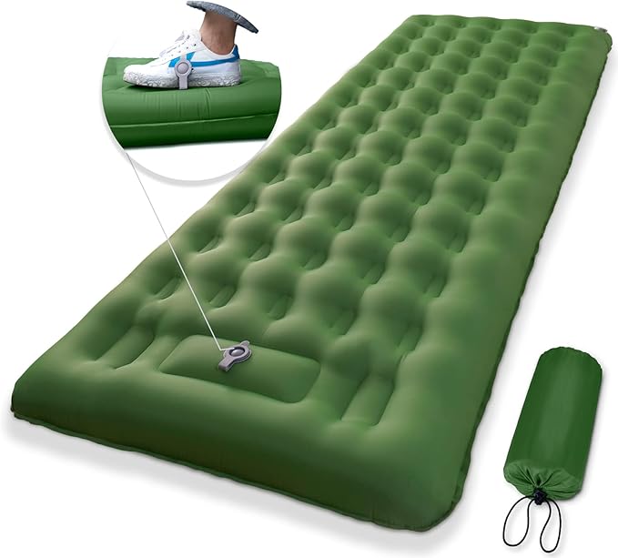 MEETPEAK Extra Thickness 5 Inch Inflatable Sleeping Pad Built-in Pump, Durable Waterproof Camping Air Mattress for Backpacking Traveling Hiking, Compact & Lightweight Camping Sleeping Mat