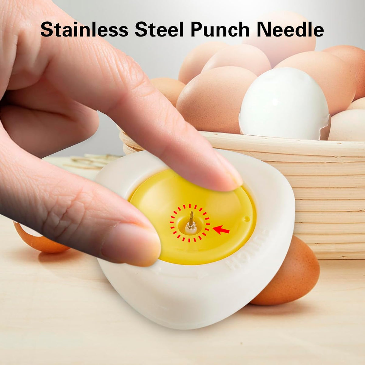 Egg Piercers for Raw Eggs, Egg Hole Poker Egg Separator Tools for Kitchen Gadgets for Hard Boiled Eggs Simple Egg Punchers Piercer with Retractable and Sharp Pin 3 Pack, Yellow
