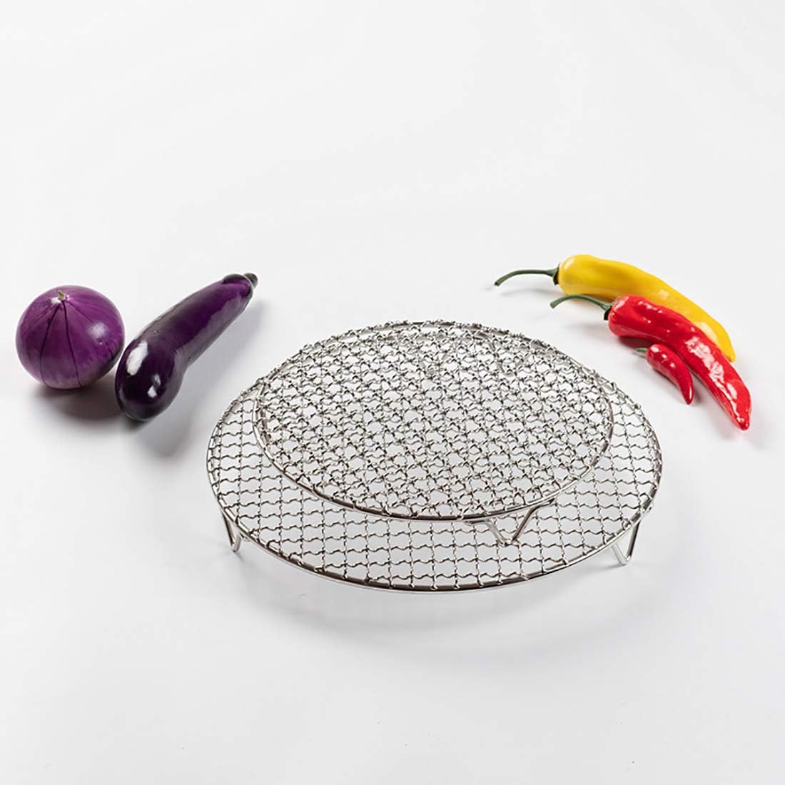 11" Round Cooling Rack Baking 304 Stainless Steel Versatile Steaming Grilling Fit Air Fryer,Cake Pan, Oven