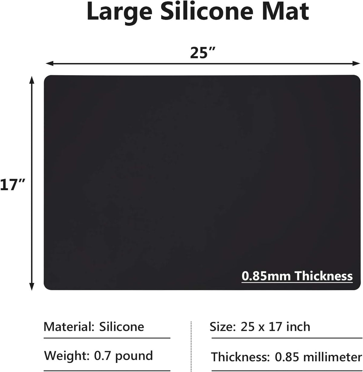 Gartful Silicone Mats for Kitchen Counter, Large Silicone Countertop Protector 25" by 17", Nonskid Heat Resistant Desk Saver Pad, Multipurpose Mat, Placemat, Black