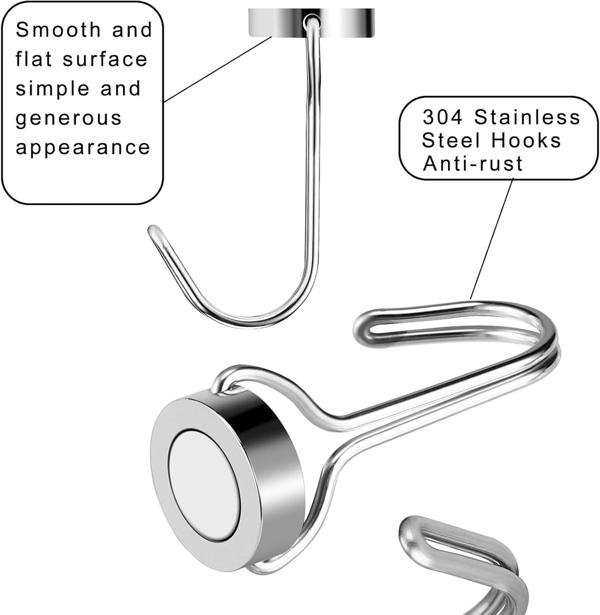Magnetic Hooks Heavy Duty Magnets Hooks for Refrigerator Grill Toolbox Outdoor,Cruise Essentials Camper Accessories,8pack（Silver,0.9in-1 15Lbs）