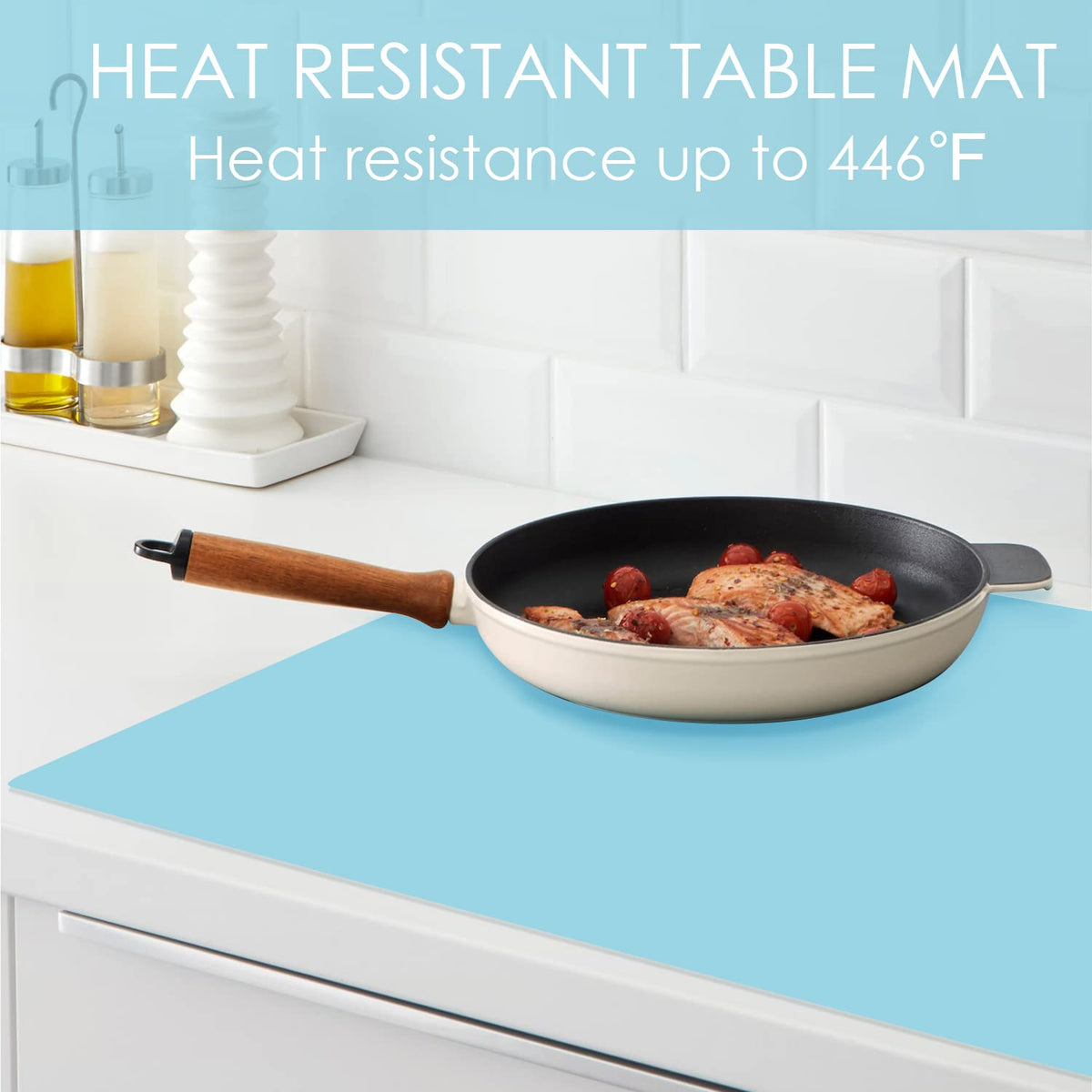 Extra Large Silicone Mats, Food Grade & Thick Silicone Pad Table Mat for Crafts, Kids Placemat, Silicone Heat Resistant Mat Kitchen Counter Mat for Baking Pastry, 23.6''x15.75'' Light Blue, 1Pack