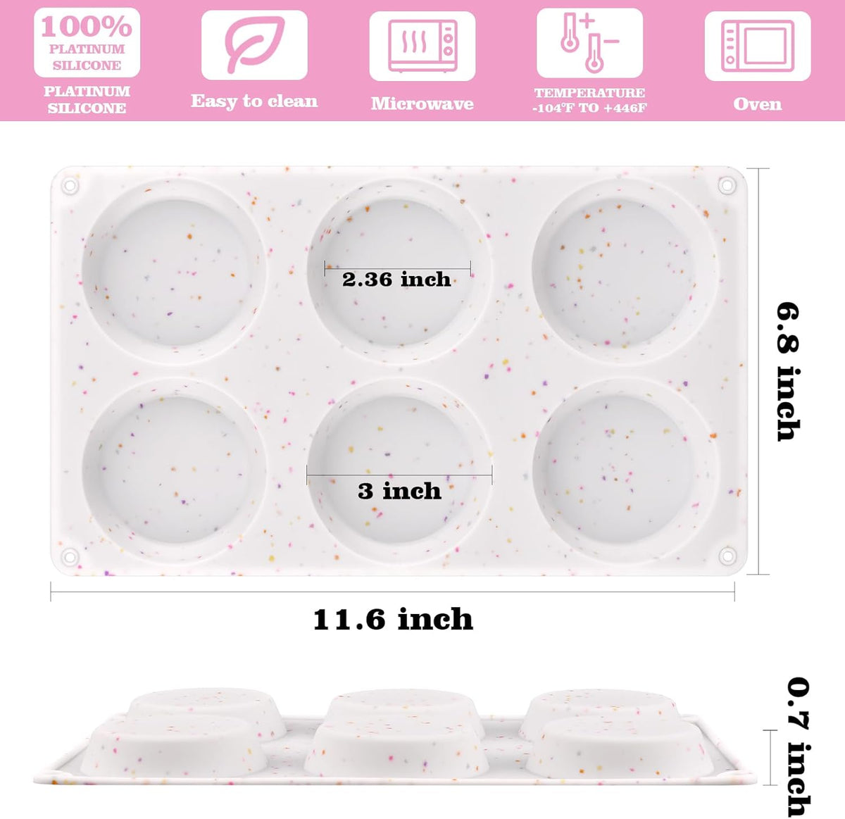 Sakolla 2 Pack Muffin Top Pans, Silicone Egg Molds for Breakfast Sandwiches 3 Inch Round Baking Pan for English Muffins, Egg Bites, Hamburger Bun, Corn Bread, Whoopie Pies, Tarts