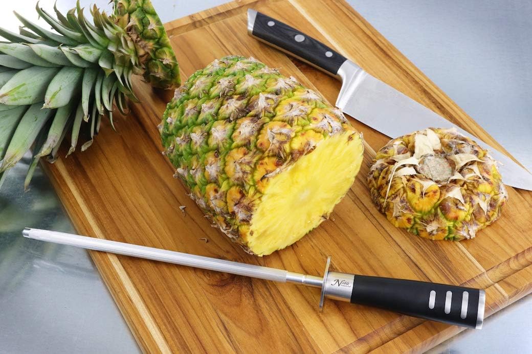 Professional Honing Steel 12”, Magnetized for Safety, No Rust, No Cheap Plastic! Noble’s Knife Sharpener Has an Oval Handle for a Firm Grip and is Built For Daily Use, Perfect for Chefs!