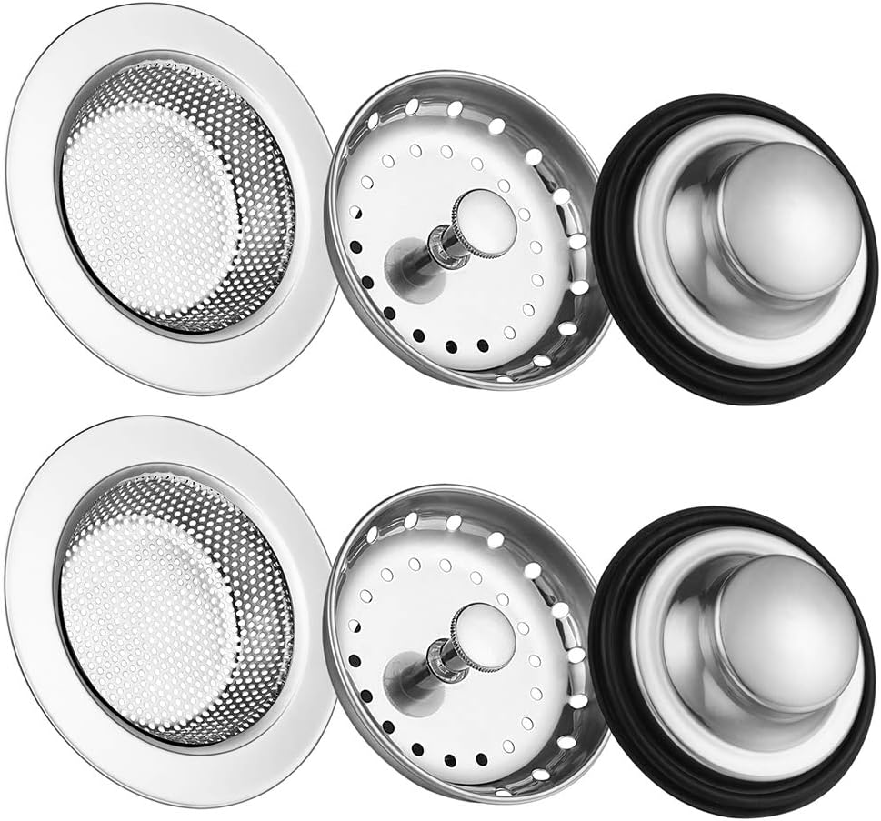 Kitchen Sink Drain Strainer 6 Pack Stainless Steel Sink Stopper, Anti-Clogging Kitchen Sink Drain Basket for Kitchen Sink Strainer Replacement Set