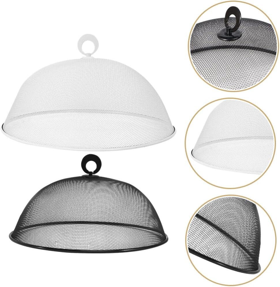 Metal Mesh Food Cover 2pcs Outdoor Mesh Food Tents Dome Screen Plate Cover 30cm Stainless Steel Fruit Fly Nets Picnic Food Umbrella for Table BBQ Camping