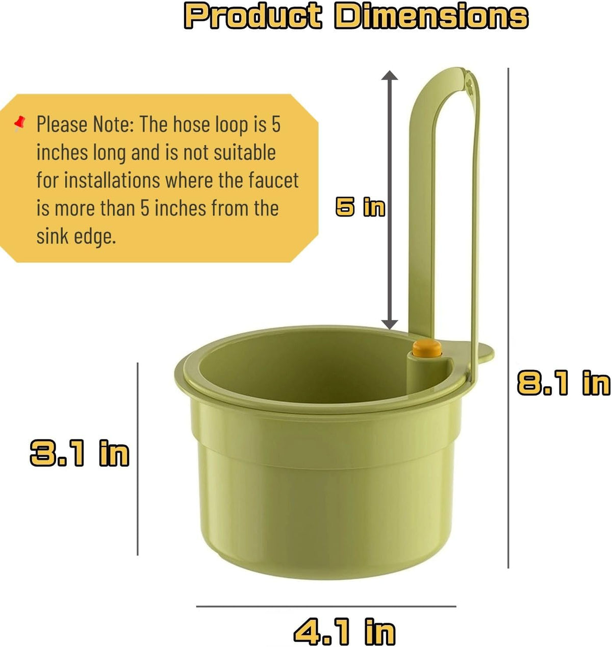 Over-Sink Drying Rack - Faucet Mount Drainer Basket, Rust-Proof Sink Trash Catcher for Kitchen Organization (Yellow)