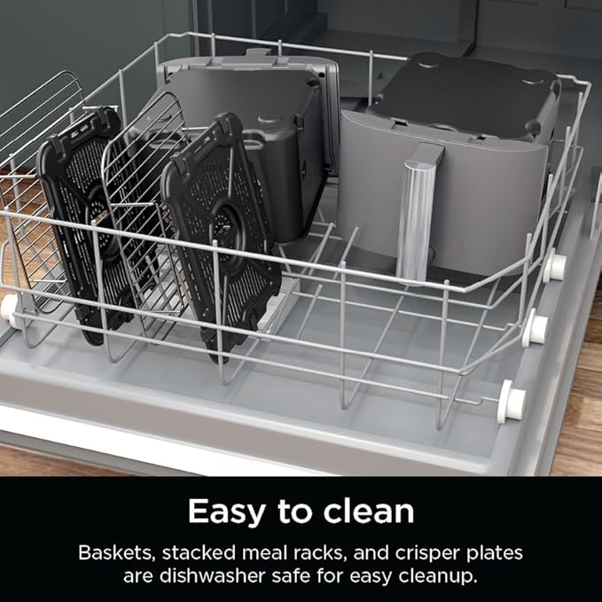 Ninja DoubleStack XL Smart 2-Basket Air Fryer, Smart Cook System, DoubleStack Technology Cook 4 Foods at Once, Space Saving Design, 10 QT, 6-in-1, Smart Finish & Match Cook, Air Fry, Broil, Bake SL451