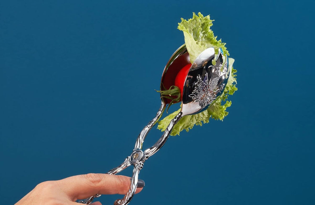 Regent Stainless Steel Salad Tong, Cooking Tongs Bread Tongs, Multifunctional Scissors Serving Tong for Vegetables, Salads, Meat, Desserts, Appetizers, Steaks, Etc. (Silver)