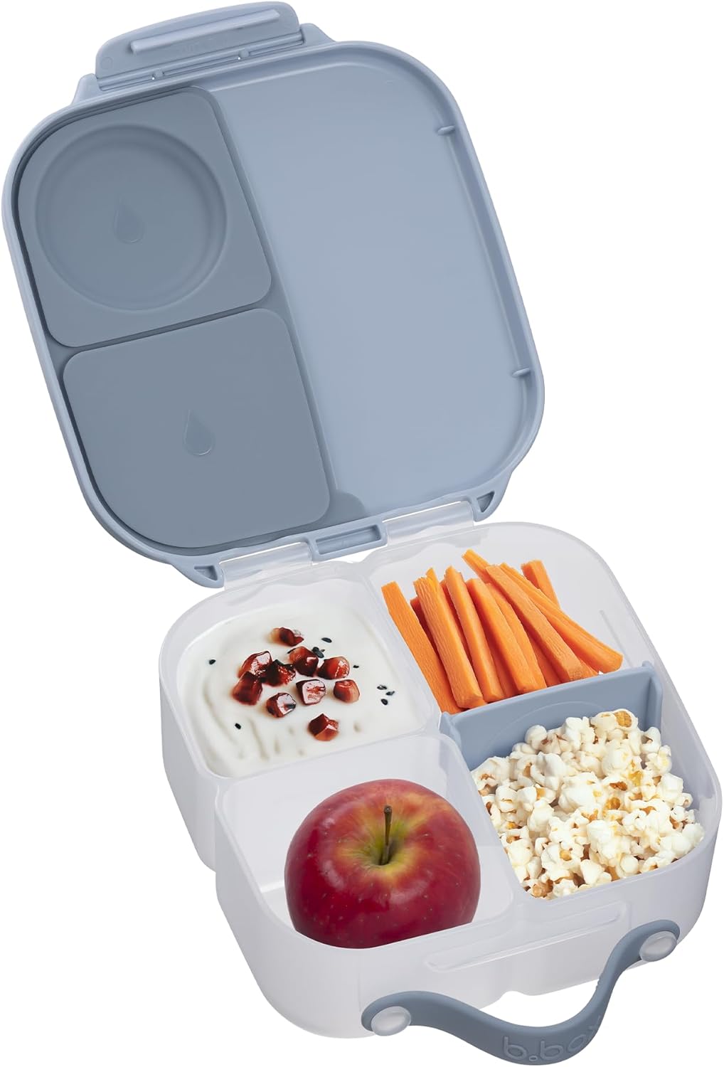 b.box Mini Lunch Box, Bento Box for Kids, Snack Container with 2 Leak Proof Compartments, Reusable Snack Containers with Lids, Kids Lunch Boxes Ages 3+, BPA Free, 4 1/4 Cup Capacity (Chill Out)
