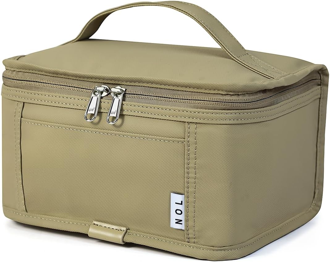 NOL Natural Organic Lifestyle Small Lunch Bag Mini Lunch Box Insulated Lunch Bag for Men/Women Leakproof Cooler Tote Bag Lightweight Nylon Waterproof Lunch Box For Work, Khaki