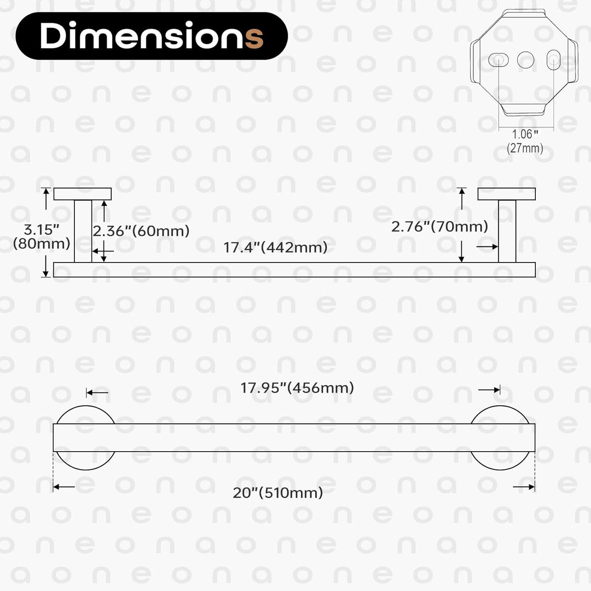 20 Inch Bathroom Towel Bar Bath Towel Rack Kitchen Towel Holder Towel Shelf Wall Mounted SUS304 Stainless Steel 2 Pack Brushed Nickel AN4001BR-L20-P2