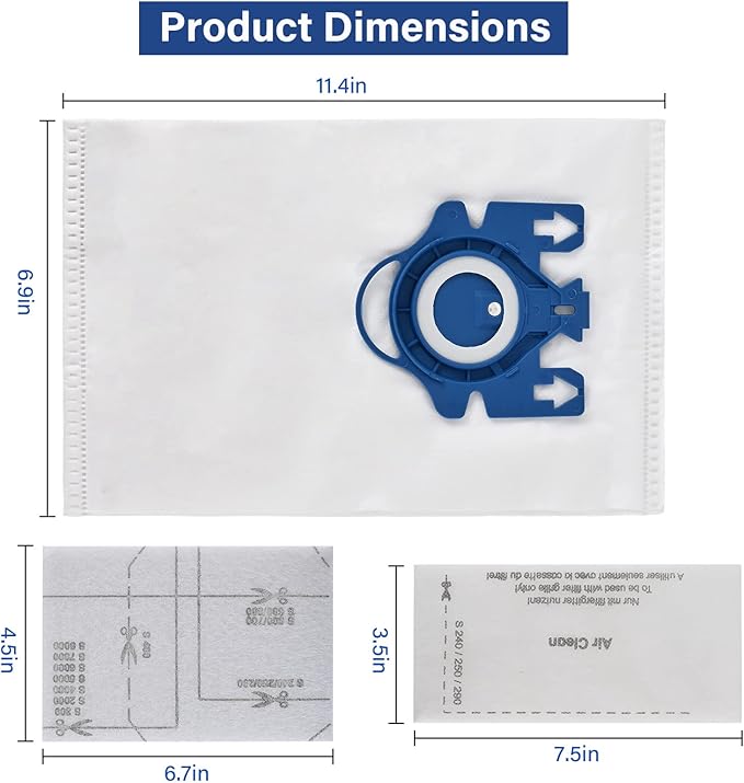 14 Packs 3D Airclean GN Vacuum Cleaner Bags Replacement for Miele Classic C1, Complete C1,Complete C2,Complete C3 S227 S240 S270 S400 S2 S5 S8 Series with 4 Motor Protection Filters,4 AirClean Filters