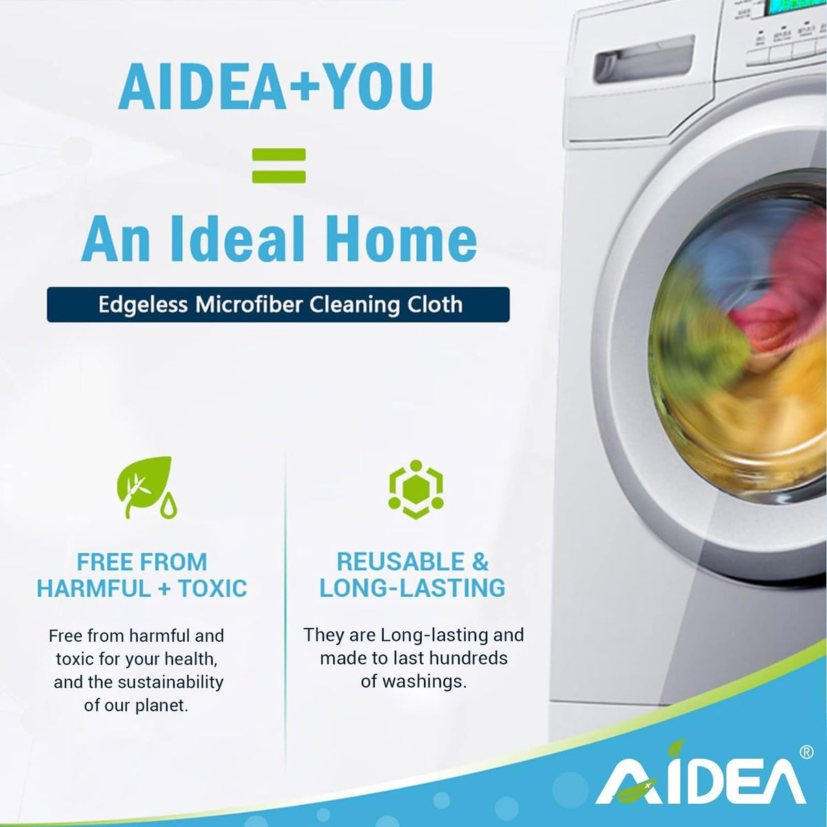 AIDEA Microfiber Cleaning Cloths 100PK, All Purpose Cleaning Supplies, Absorbent Cleaning Rags, Lint Free Microfiber Towels, Wash Cloth for House, Kitchen, Car, Window, 12"×12"
