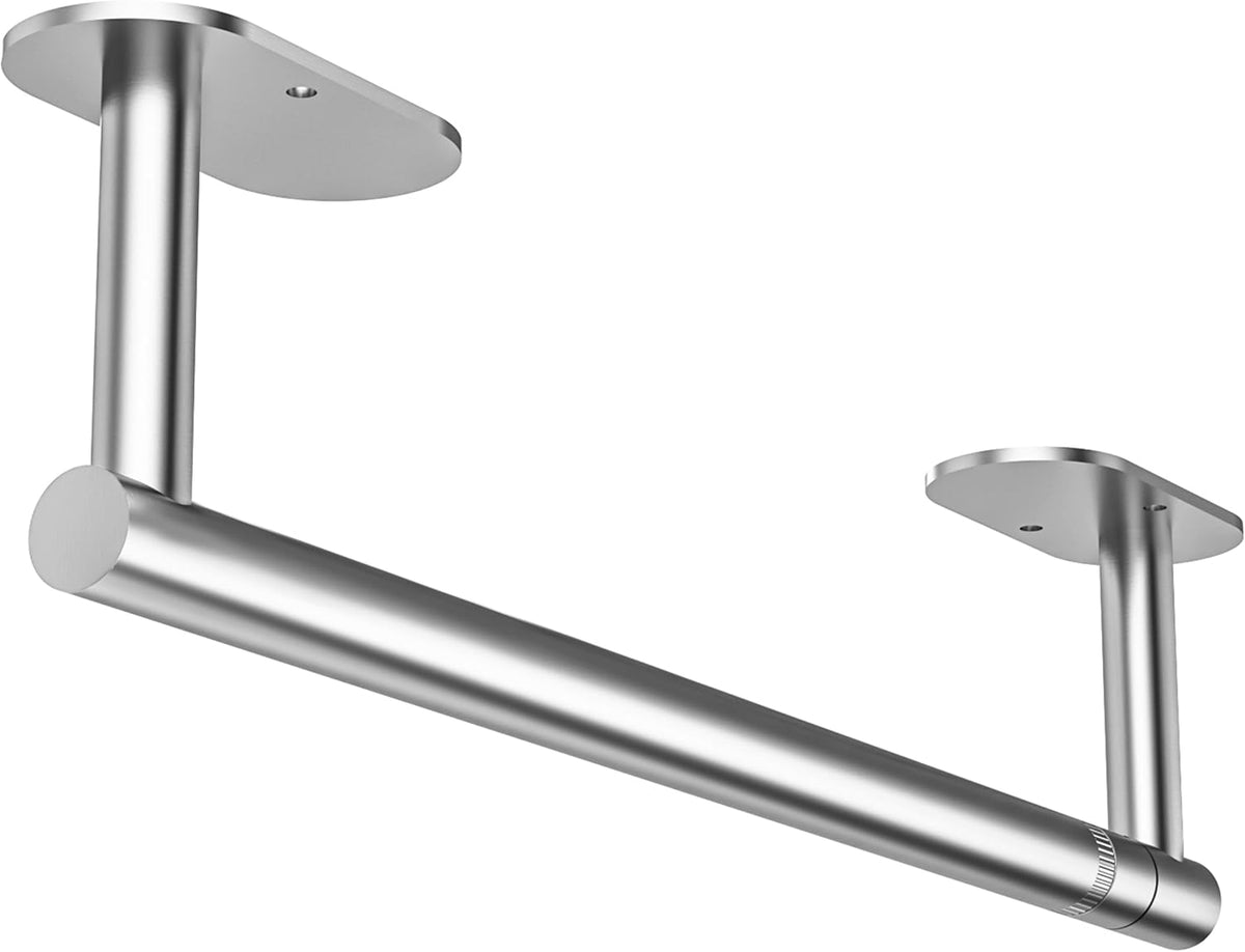 Paper Towel Holder Under Cabinet, Self Adhesive or Wall Mounted SUS304 Stainless Steel Paper Towel Holder for Kitchen, Bathroom, Farmhouse, Barbecue and Laundry (Silver)