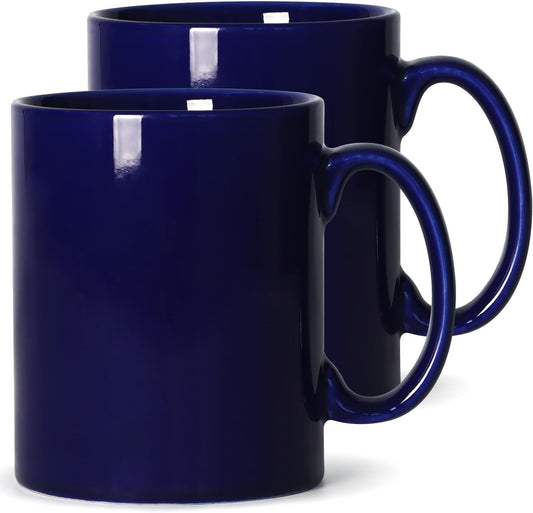 Large Coffee Mugs, 22 OZ(650ml) Extra Coffee Mug Set of 2, Smooth Ceramic Boss Cups, Big Capacity and Large Handle, for Dad Men, Blue