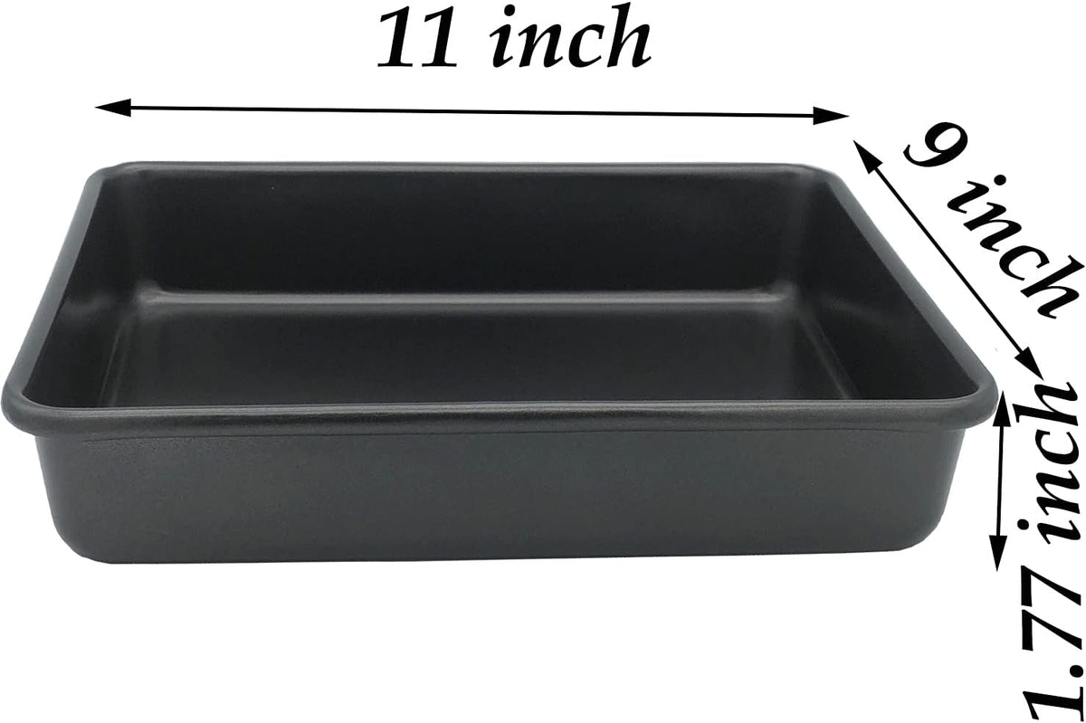 Small Baking Pans 11x9 Inch 2Pcs Mini Cookie Sheets Toaster Oven Tray Nonstick Thicken Brushed Carbon Steel No Warp Magnetic 1 to 2 Person Bakeware by HYTK