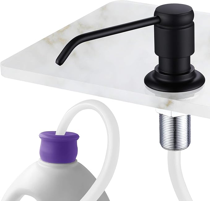 Gagal Soap Dispenser (Matte Black) and Extension Tube Kit for Kitchen Sink, Complete Brass Pump with 40" Silicone Tube Connect to The Bottle Directly, Say Goodbye to Frequent Refills