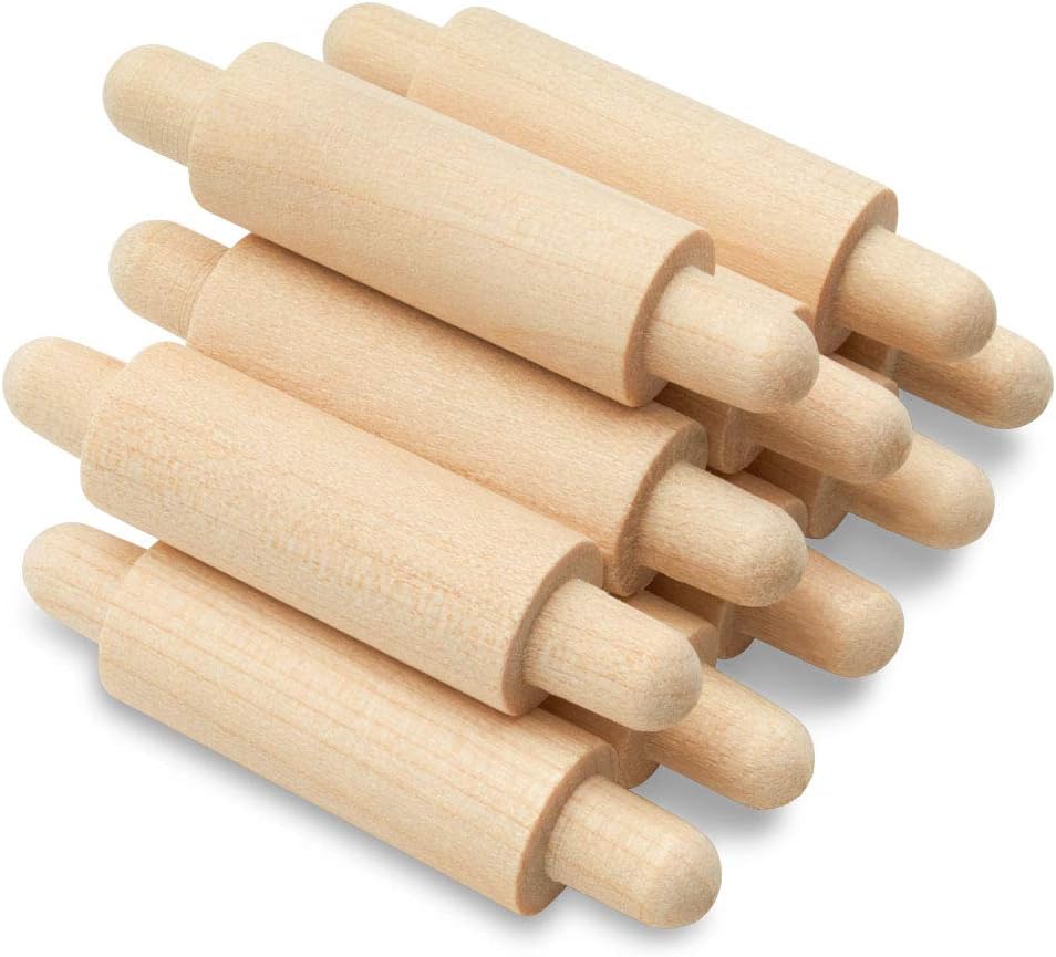 Wooden Mini Rolling Pin, 1-1/2 inches, Pack of 50, Perfect for Scrapbook Projects, Miniatures, Party Decor, and Crafts, by Woodpeckers