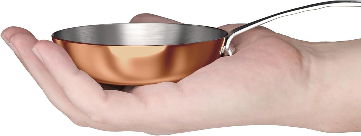 Macevia Mini Sauce Pan,Copper Stainless Steel Butter Warmer Small Pot with Handle, Multipurpose Use for Home Kitchen or Restaurant (0.12 Quart/4 Inch)