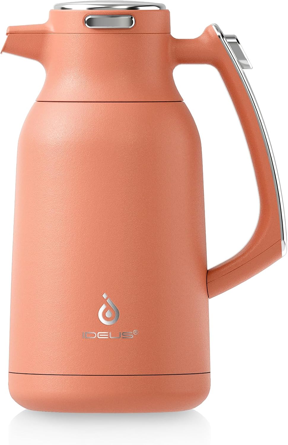 IDEUS Thermal Coffee Carafe 68oz (2,000ml), Stainless Steel Double Wall Insulated Vacuum Flask, Water Jug Coffee Server and Beverage Dispenser, Heat and Cold Retention (Coral, 68oz (2,000ml))