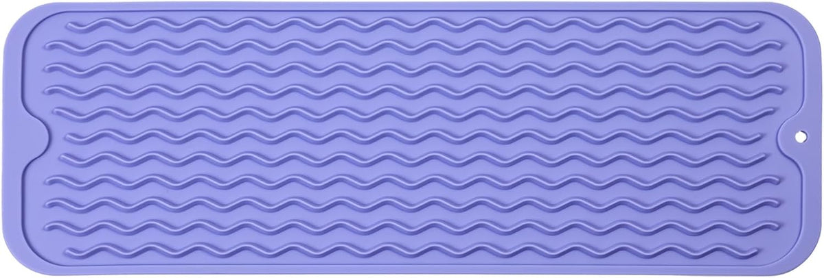 Silicone Dish Drying Mat for Multiple Usage,Easy clean,Eco-friendly,Heat-resistant Silicone Mat for Kitchen Counter,Sink,Bar,Bottle,or Cup Light Purple M 17 inches x 6 inches