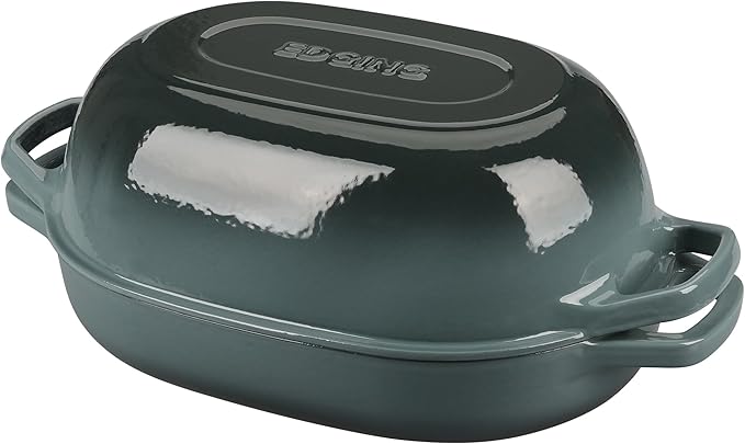 Enameled Cast Iron Oval Dutch Oven Pot with Lid, Dutch Oven for Sourdough Bread Baking, Oval Bread Pan, 7qt, Seasalt