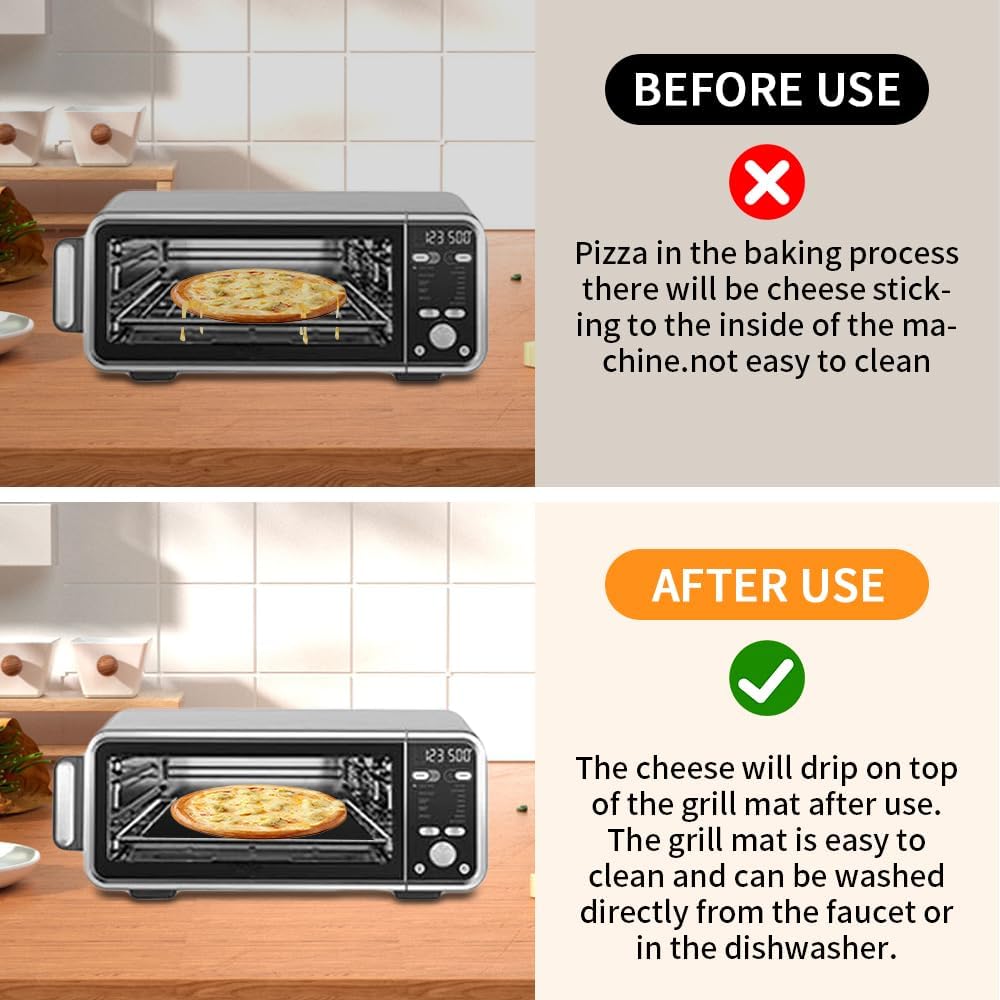 for Ninja Reusable Air Fryer Liners 12x12inch, Oven Liner for Bottom of Toaster Oven, 3x Liners + 3x Mesh Sheets, Non-Stick Baking/Microwave/Grill Mat,450°F,Pre-Cut Square for SP101/SP201/SP301/SP351